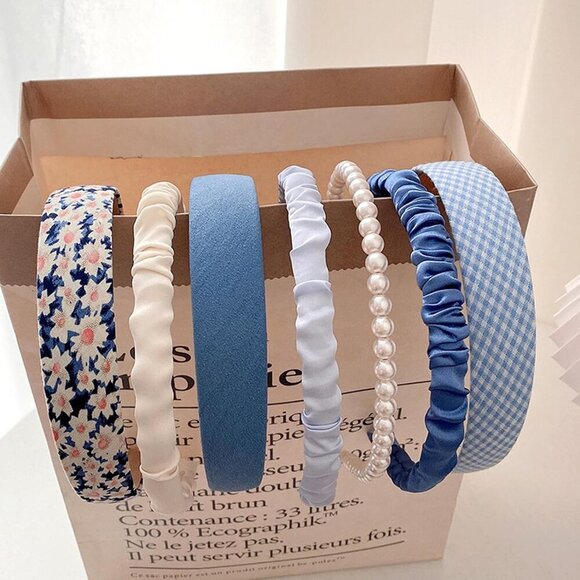 Headbands for Women Girls, 7 Pack Non Slip Flower Pearl Headbands, Twisted Hairb - Picture 1 of 6